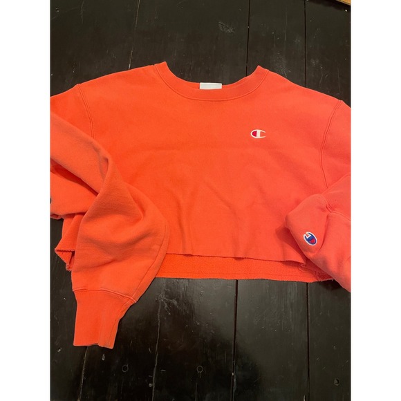 Champion Reverse Weave Cropped Sweatshirt Coral Orange Small - Picture 1 of 4